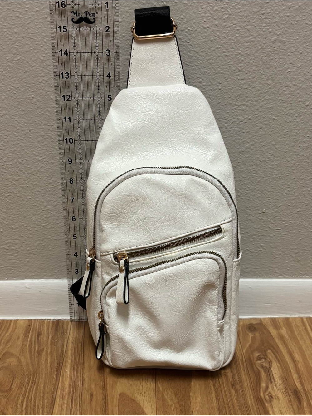 Women's white faux leather crossbody sling purse